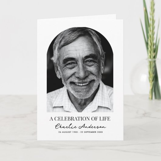 Moderne boogfoto gevouwen 4-pagina begrafenisprogr programma (Voorkant)