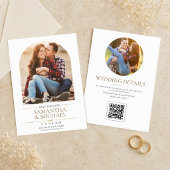 Moderne boogfoto QR-code trouwkaart Save the Date