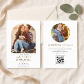 Moderne boogfoto QR-code trouwkaart Save the Date