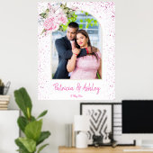 Moderne boogfoto roze  rozen en glitter poster (Thuiskantoor)
