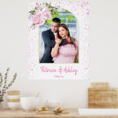 Moderne boogfoto roze  rozen en glitter poster (Keuken)
