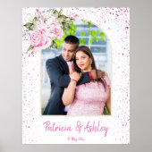 Moderne boogfoto roze  rozen en glitter poster (Voorkant)