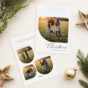 Moderne boogframe collage familiefoto Kerstmis Feestdagenkaart