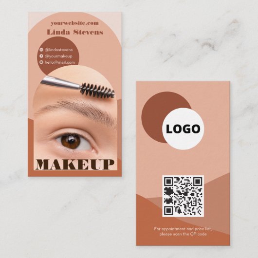 Moderne boogmake-up boho foto qr code logo visitekaartje (Voorkant / Achterkant)