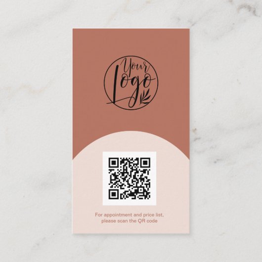 Moderne boogmake-up boho foto qr code logo visitekaartje (Achterkant)