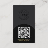 Moderne boogmake-up zwart goud foto qr code logo visitekaartje (Achterkant)