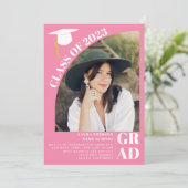 Moderne boogroze 5 foto's afstuderen kaart (Staand voorkant)