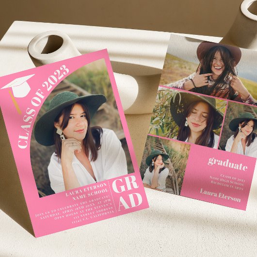 Moderne boogroze 5 foto's afstuderen kaart