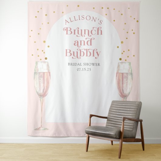 Moderne boogroze brunch en bruine achtergrond wandkleed (In situ)