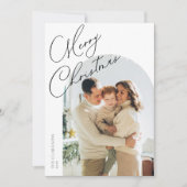 Moderne boogscript Prettig kerstfeest Feestdagenkaart (Voorkant)