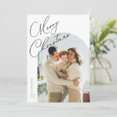 Moderne boogscript Prettig kerstfeest Feestdagenkaart (Staand voorkant)