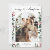 Moderne boogvorm foto rode kerst Kaart (Voorkant)