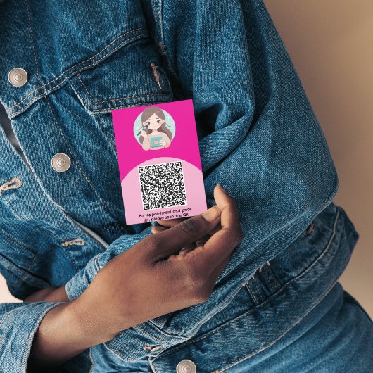 Moderne boogvormer roze foto qr code logo visitekaartje