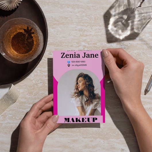 Moderne boogvormer roze foto qr code logo visitekaartje