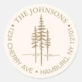 Moderne Boom Bos Rustieke Trouw Retouradres Ronde Sticker