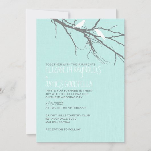 Moderne Boom Branches Wedding Invitations Kaart (Voorkant)
