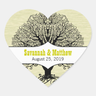 Moderne boom heldere kleuren Limoen Heart Wedding  Hart Sticker