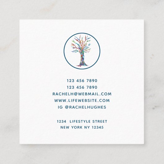Moderne Boom Life Coach Square Vierkante Visitekaartje (Achterkant)