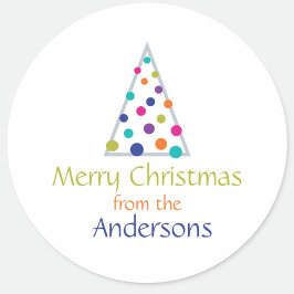 Moderne Boom met Naam Ronde Sticker