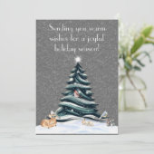 Moderne Boom, Omringd door Bosvrienden Feestdagenkaart (Staand voorkant)