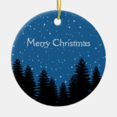 Moderne boom silhouetten ster hemel Vrolijk kerstf Keramisch Ornament (Voorkant)