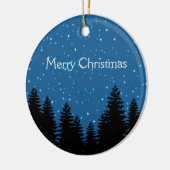 Moderne boom silhouetten ster hemel Vrolijk kerstf Keramisch Ornament (Links)