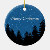 Moderne boom silhouetten ster hemel Vrolijk kerstf Keramisch Ornament (Achterkant)