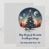 Moderne boom, tegen bos en maan Kerstmis Feestdagenkaart (Voorkant / Achterkant)