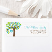 Moderne boom van het Blauwgroen Blauwe Blauwe Bat  Etiket (Insitu)