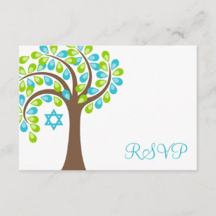 Moderne boom van het leven Blauwgroen groene vlek RSVP Kaartje