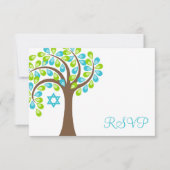 Moderne boom van het leven Blauwgroen groene vlek RSVP Kaartje (Voorkant)