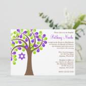 Moderne boom van het Paarse Groene Vliegtuig Mitzv Kaart (Staand voorkant)