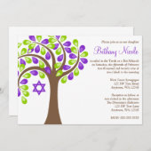 Moderne boom van het Paarse Groene Vliegtuig Mitzv Kaart (Voorkant / Achterkant)