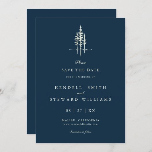 Moderne Boombos Rustieke bruiloft Save the Date In (Voorkant / Achterkant)