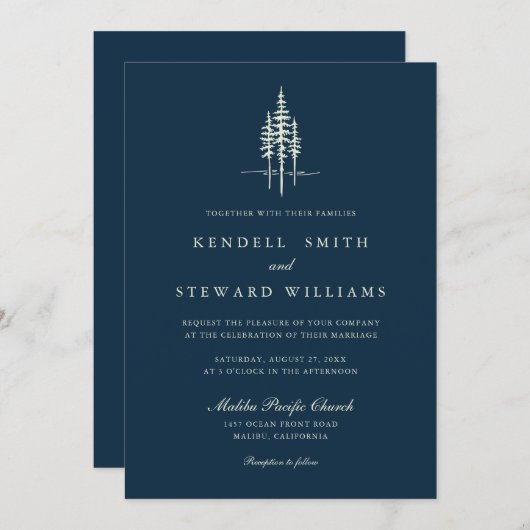 Moderne Boombos Rustieke bruiloft uitnodiging (Voorkant / Achterkant)