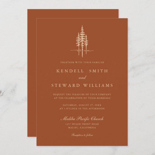 Moderne Boombos Rustieke bruiloft uitnodiging (Voorkant / Achterkant)