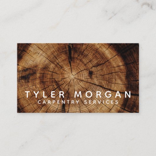 Moderne boomhoutcarpentry visitekaartje (Voorkant)