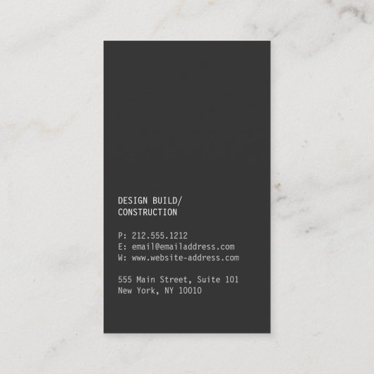 Moderne boomringbouw, ontwerp, bouwer visitekaartje (Achterkant)