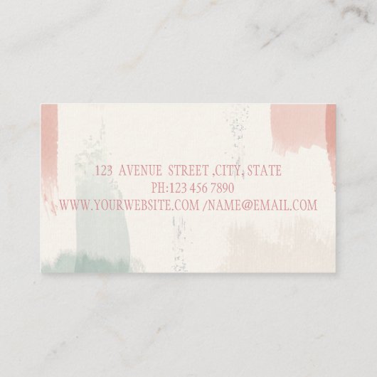 Moderne boomstructuur Silhouette, Waterverf pensee Visitekaartje (Achterkant)