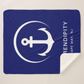 Moderne Boot Monogram Marine Blauw Sherpa Deken (Voorkant (horizontaal))