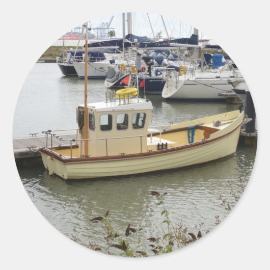 Moderne boot traditionele stijl ronde sticker (Voorkant)