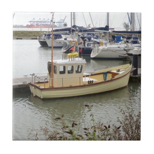 Moderne boot traditionele stijl tegeltje (Voorkant)