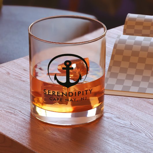Moderne Bootanker Logo Whisky Glas