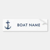 Moderne bootnaam Navy Blue Anker Aangepast Bumpersticker (Voorkant)