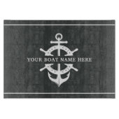 Moderne bootnaam schip wielanker Nautical Grey Snijplank (Voorkant)