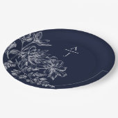 Moderne Bord van zeeblauw monogram - Floral paper (Gekanteld)