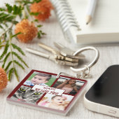 Moderne bordeauxachtige moeder we houden van je fo sleutelhanger (Voorkant Rechts)