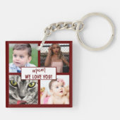 Moderne bordeauxachtige moeder we houden van je fo sleutelhanger (Achterkant)