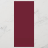 Moderne bordeauxkleurige trouwrand menu (Achterkant)
