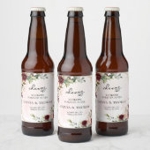 Moderne bordeauxrode gouden geometrische boho bier etiket (Flessen)